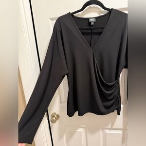INC International Concepts Women's Elegant Black Drape Blouse Sz L